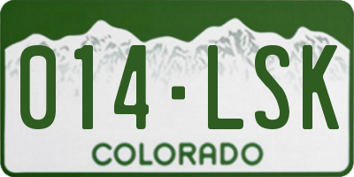 CO license plate 014LSK