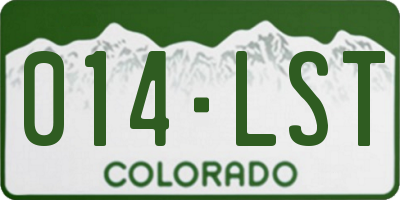 CO license plate 014LST