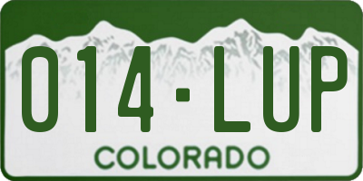CO license plate 014LUP