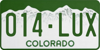 CO license plate 014LUX
