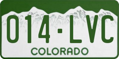 CO license plate 014LVC