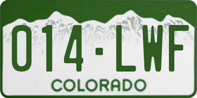 CO license plate 014LWF