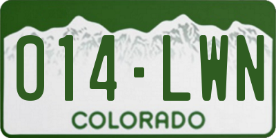 CO license plate 014LWN