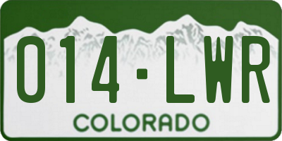 CO license plate 014LWR