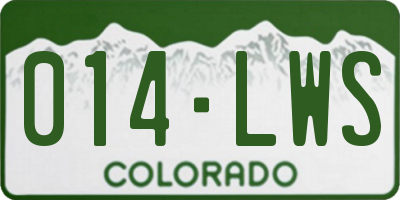 CO license plate 014LWS