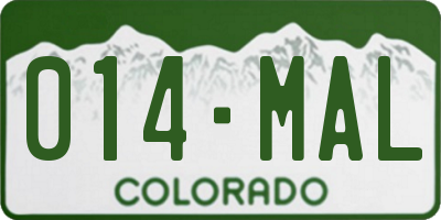 CO license plate 014MAL