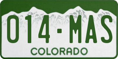 CO license plate 014MAS