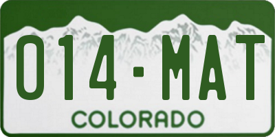 CO license plate 014MAT