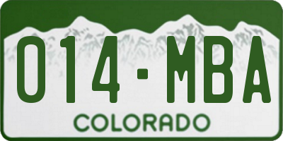 CO license plate 014MBA