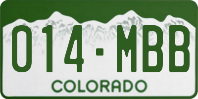 CO license plate 014MBB