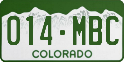 CO license plate 014MBC
