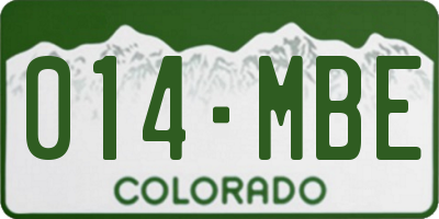 CO license plate 014MBE
