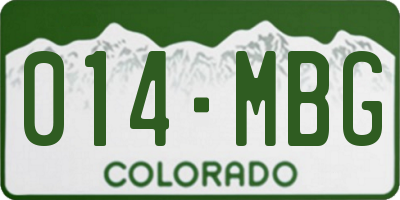 CO license plate 014MBG