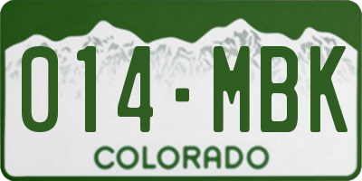 CO license plate 014MBK