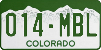 CO license plate 014MBL