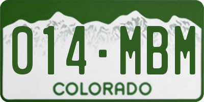 CO license plate 014MBM