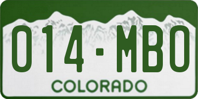 CO license plate 014MBO