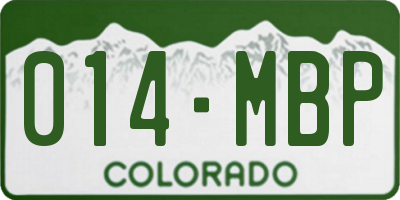 CO license plate 014MBP