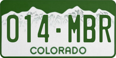 CO license plate 014MBR