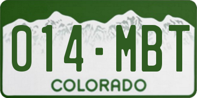 CO license plate 014MBT