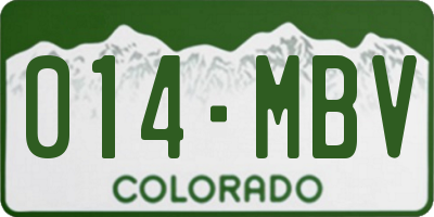 CO license plate 014MBV