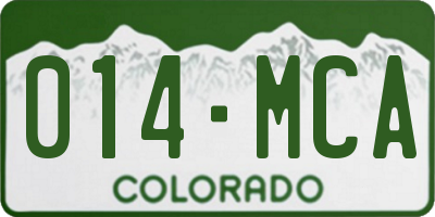 CO license plate 014MCA