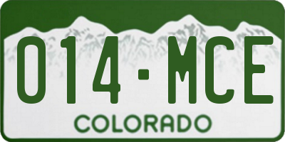 CO license plate 014MCE