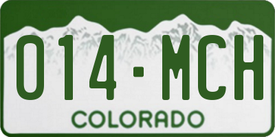 CO license plate 014MCH