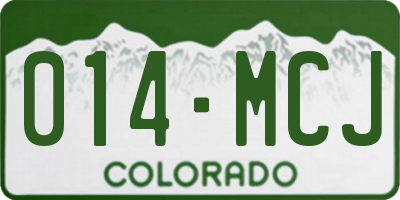 CO license plate 014MCJ