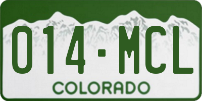CO license plate 014MCL