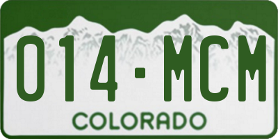 CO license plate 014MCM