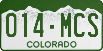 CO license plate 014MCS