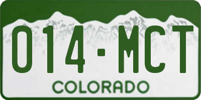 CO license plate 014MCT