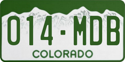 CO license plate 014MDB