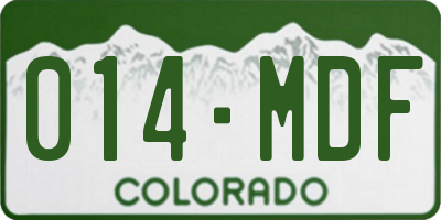 CO license plate 014MDF