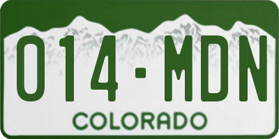 CO license plate 014MDN