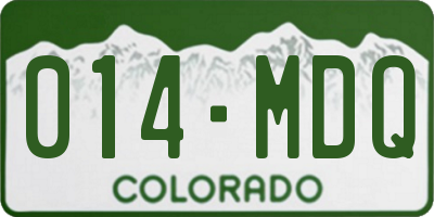 CO license plate 014MDQ