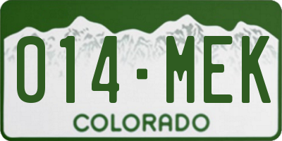 CO license plate 014MEK