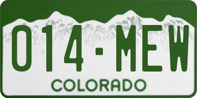 CO license plate 014MEW