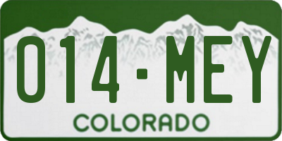 CO license plate 014MEY