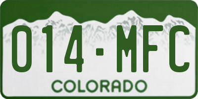 CO license plate 014MFC