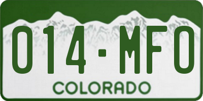 CO license plate 014MFO