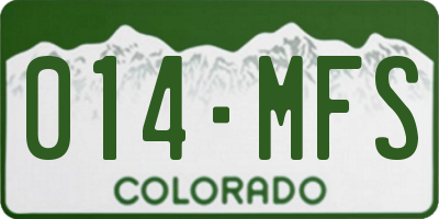 CO license plate 014MFS