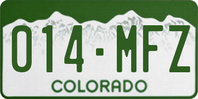 CO license plate 014MFZ