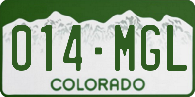 CO license plate 014MGL