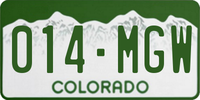 CO license plate 014MGW