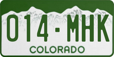 CO license plate 014MHK