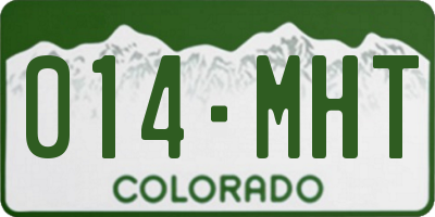 CO license plate 014MHT