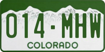 CO license plate 014MHW