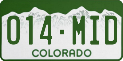 CO license plate 014MID